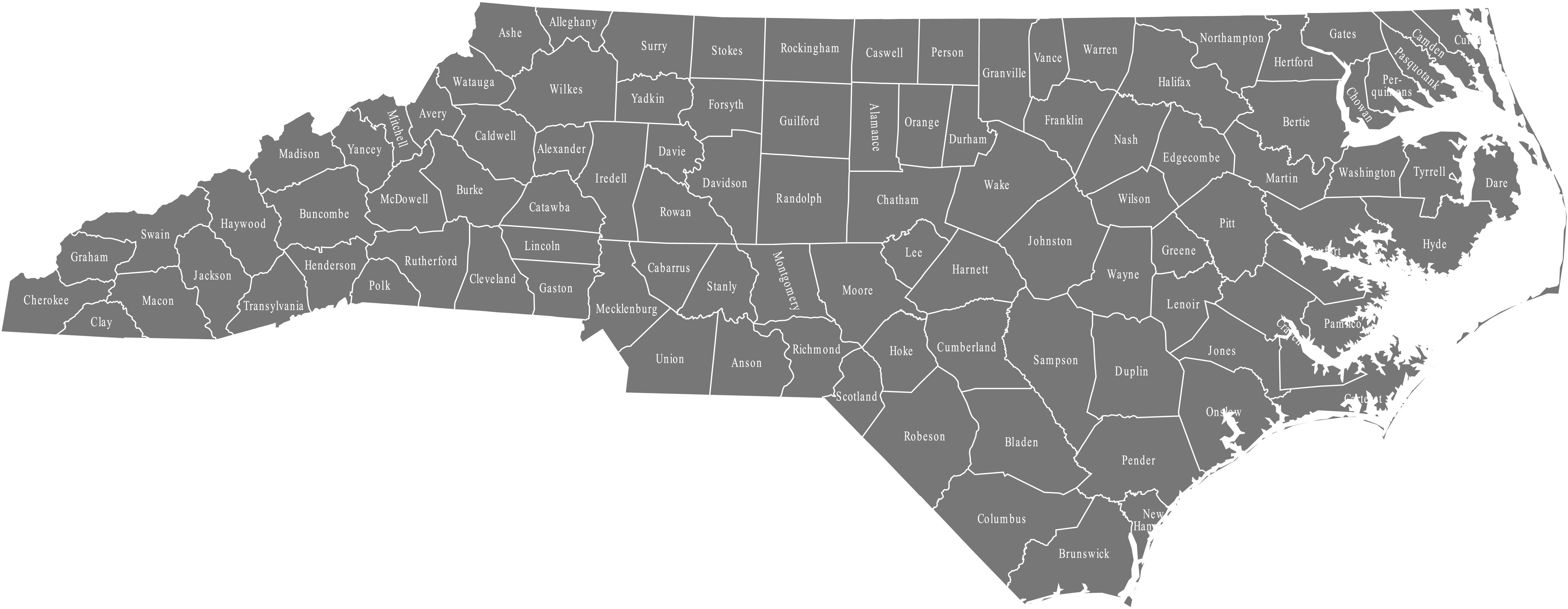 top north carolina counties by land area